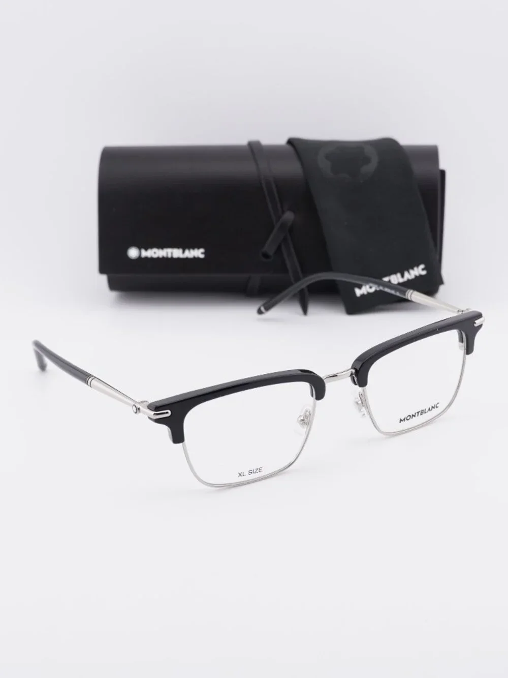 Montblanc MB0243O 001 Square Eyeglasses – Black/Silver 52mm